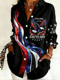 Women's 250th Anniversary American Art Print Casual Long-Sleeve Shirt